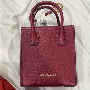 Michael Kors Mini Pebbled Leather Tote in Wine